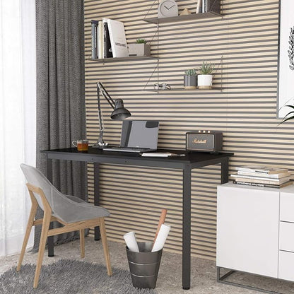 Weehom Computer Desk Home Office Writing Desk Study Laptop/Dining Table - 55 Inches Black Desk