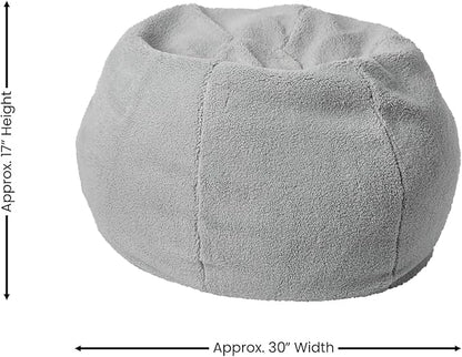 Flash Furniture Dillon Sherpa Bean Bag Chair, Classic Refillable Bean Bag Chair for Kids and Teens, Small, Gray
