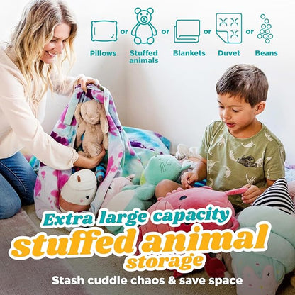 Stuffed Animal Storage - Tie Dye Stuffed Animal Bean Bag Storage Kit, Plushies Storage, Extra Large Stuffed Animal Storage, Empty Bean Bag Chair For Stuffed Animals, Stuffed Animal Holder