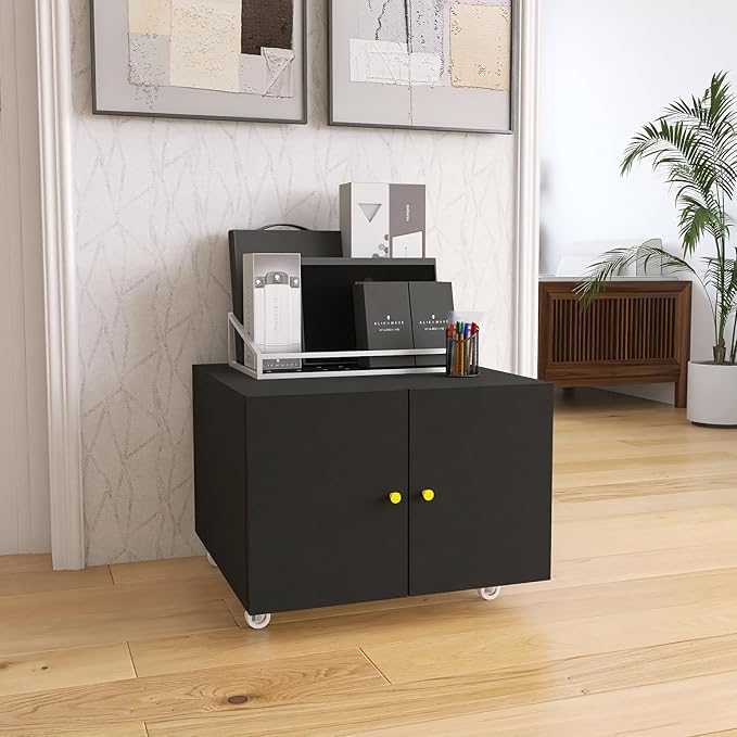 Printer Stands with Storage, Lateral Filing Cabinet for Home Office, Desk Organizers for Home Workspace, Lockable Wheels for Home Office, Scanner, Fax, Computer