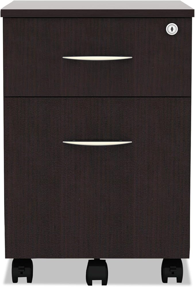 Alera ALEVABFES Valencia Series 15.88 in. x 19.13 in. x 22.88 in. Mobile Box/File Pedestal - Espresso