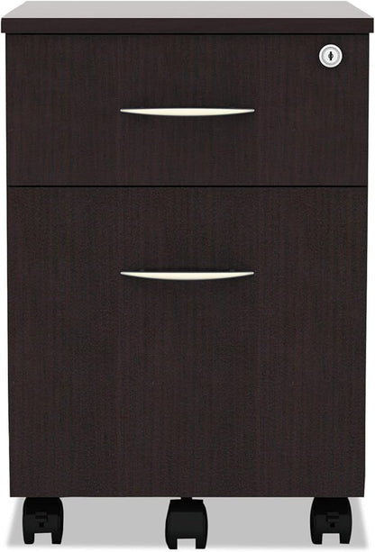Alera ALEVABFES Valencia Series 15.88 in. x 19.13 in. x 22.88 in. Mobile Box/File Pedestal - Espresso
