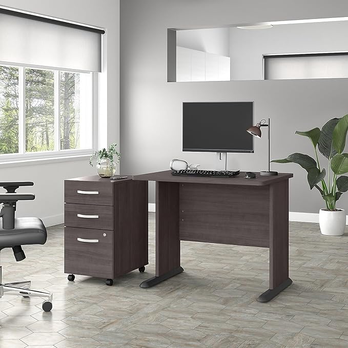 Bush Business Furniture Studio A Small Computer Desk, Commercial-Grade Gaming and Work Table for Home or Professional Office, 36W, Storm Gray
