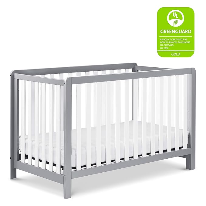 Carter's by DaVinci Colby 4-in-1 Low-Profile Convertible Crib in Grey and White, Greenguard Gold Certified