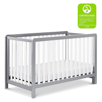 Carter's by DaVinci Colby 4-in-1 Low-Profile Convertible Crib in Grey and White, Greenguard Gold Certified