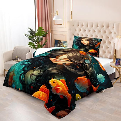 Twin Size Comforter Set for Girls - Girls Comforter Set - Kids Comforter Sets for Girls Bedroom Decor 2 Piece Pretty Princess Bedding with 1 Pillowcase
