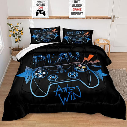 Gaming Comforter for Boys Teen,Game Contoller Bedding Set for Boys Kids,Down Alternative Comforter for All Season,Gamer Home Decor for Boys Comforter Set (Comforter-Game21, Queen)