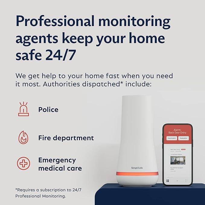 SimpliSafe 12 Piece Wireless Home Security System w/HD Camera - Optional 24/7 Professional Monitoring - No Contract - Compatible with Alexa and Google Assistant, White