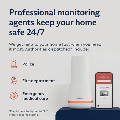 SimpliSafe 12 Piece Wireless Home Security System w/HD Camera - Optional 24/7 Professional Monitoring - No Contract - Compatible with Alexa and Google Assistant, White