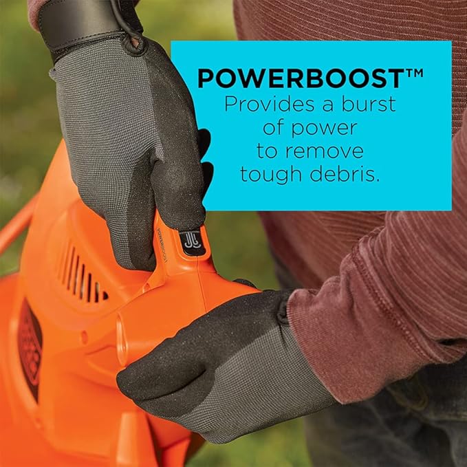 BLACK+DECKER Electric Leaf Blower, Leaf Vacuum and Mulcher 3 in 1, 250 mph Airflow, 400 cfm Delivery Power, Reusable Bag Included, Corded (BEBL7000)
