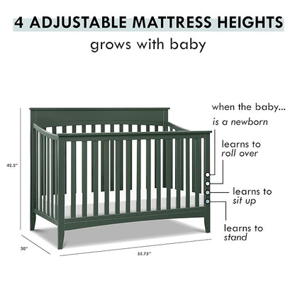 DaVinci Grove 4-in-1 Convertible Crib in Forest Green, Greenguard Gold Certified