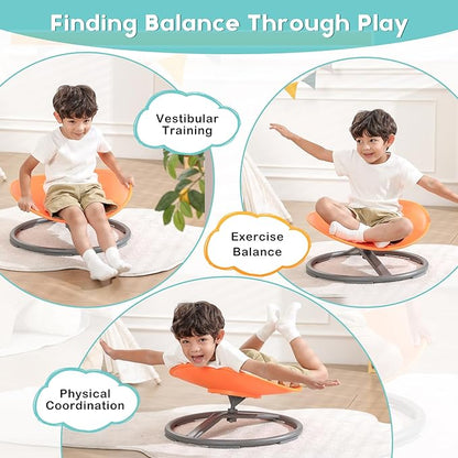 Sensory Spinning Chair for Autism Kids Sit and Spin Chair for Kids ADHD Chair Training Body Coordination Kids Swivel Chair Autism Sensory Products (Orange)