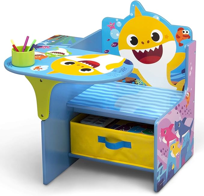 Baby Shark Chair Desk with Storage Bin - Ideal for Arts & Crafts, Snack Time, Homeschooling, Homework & More by Delta Children