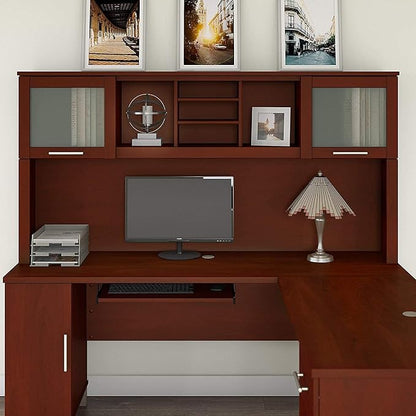 Bush Furniture Somerset 72W Desk Hutch in Hansen Cherry, Attachment with Shelves and Cabinets for Home Office