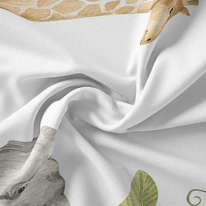 Elephant Giraffe Monkeys Comforter Full Size,Wild Animals Kids Comforter Set,3Pcs Bedding Set Printed Comforter with 2 Pillowcases,Down Alternative,Soft and Lightweight,for All Seasons