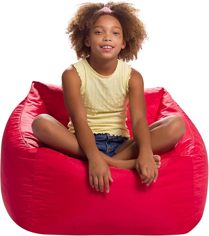 Posh Creations Coronado Bean Bag Boys and Girls Large Chair for Kids, for Gaming and Playrooms, Soft Nylon-Red