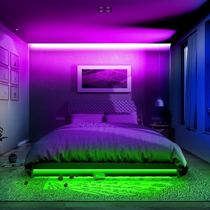 phopollo Led Lights 20ft for Bedroom Color Changing Luces Led para Decoracion RGB DIY Color Option with Power Supply and Remote