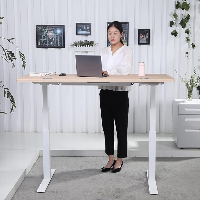 ApexDesk K Series 60" x 27" Electric Height Adjustable Standing Desk with LED Memory Controller (Light Oak)