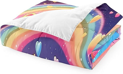 Rainbow Cat Comforter Twin Size - Rainbow Cat Bedding for Girls Room Cute Cartoon Rainbow Bedding Twin Comforter Sets for Kids, 1 Comforter+1 Pillowcase