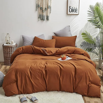 Pumpkin Color Comforter Sets Solid Cinnamon Color Bedding Set Cal King 3 PCs Pumpkin Comforter Sets for Women Girls Breathable Soft Bedroom Collection Solid Rust Color Adults Pumpkin Bedding