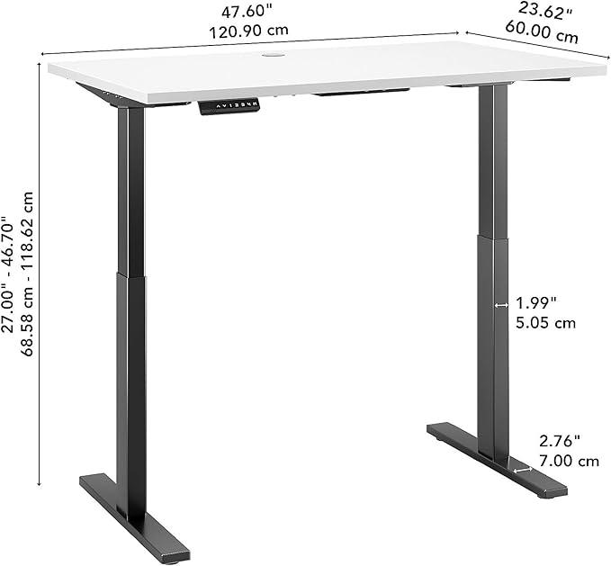 Bush Business Furniture Move 60 Electric Ergonomic Sit-Stand Computer Table for Home and Professional Office, 48W x 24D, White