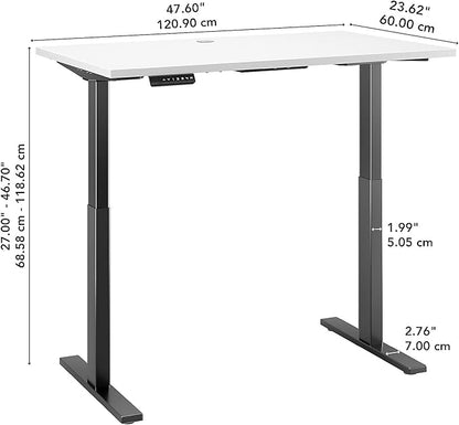 Bush Business Furniture Move 60 Electric Ergonomic Sit-Stand Computer Table for Home and Professional Office, 48W x 24D, White