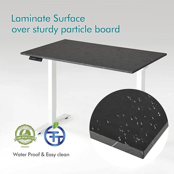 Kaboon Universal Tabletop 45"x20", Solid One-Piece Melamine Table Top, Double Desk L-Desk Floating Desk DIY, Home and Office,Cloud Atlas/Black Marble