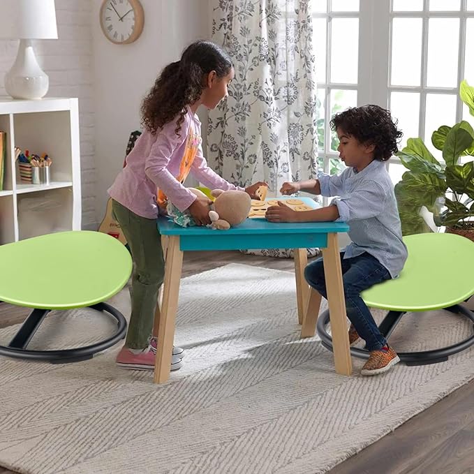 Kids Sensory Swivel Chair, Autism Sensory Chair, Spinning Chair for Autistic Kids, Small Space, Spin Seat, Metal Base, Non-Slip Design, Green