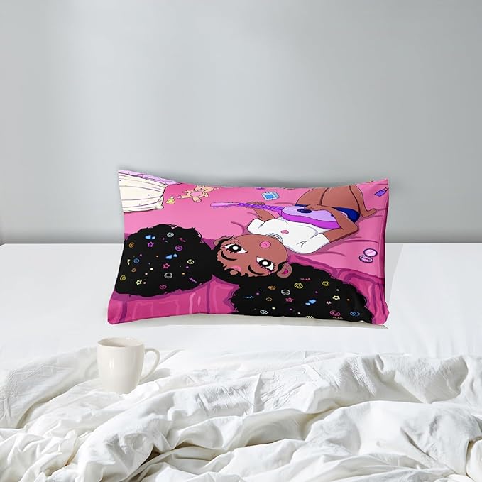 Black Girl Magic Comforter Twin Set - African American Girls Twin Comforter Sets Black Girls Twin Bedding Sets for Bedroom Decor Pink Kids Twin Comforter, 1 Comforter+1 Pillowcase
