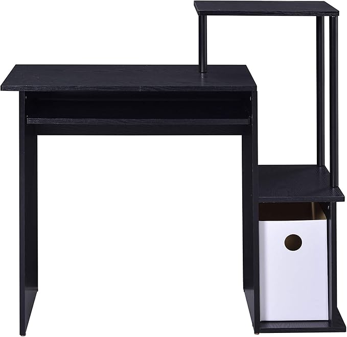 Acme Lyphre Wooden Rectangle Top Computer Desk with Keyboard Tray in Black