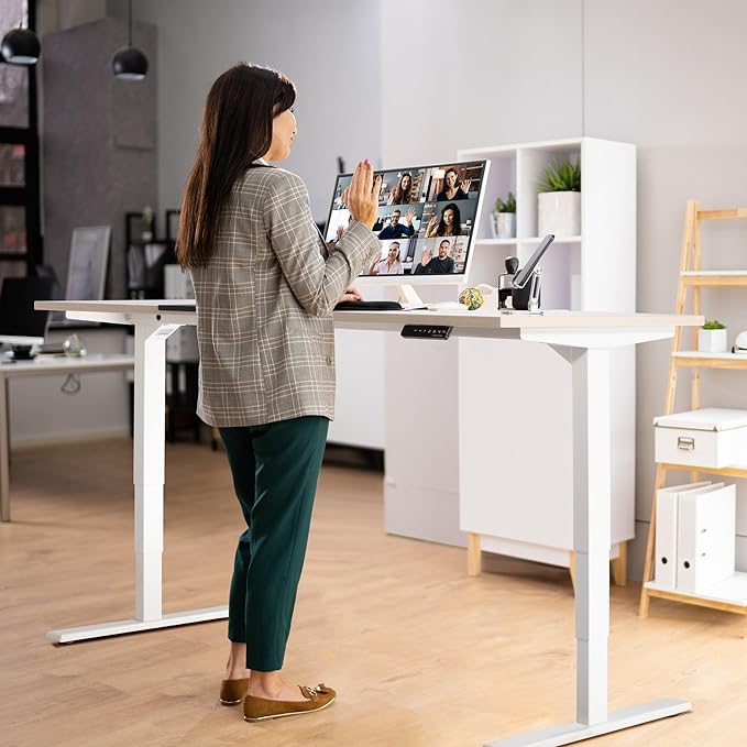 Standing Desk Bamboo top 72×30 - Adjustable Height Large Stand Up - Motorized Ergonomic Raised - Computer Desk for Home and Office