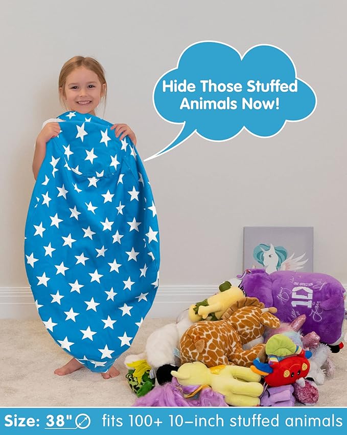Aubliss Stuffed Animal Bean Bag Storage Chair (Blue Star, Large (38''))