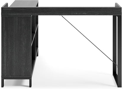 Signature Design by Ashley Yarlow Industrial Home Office L-Shaped Desk with Cube Storage, Black