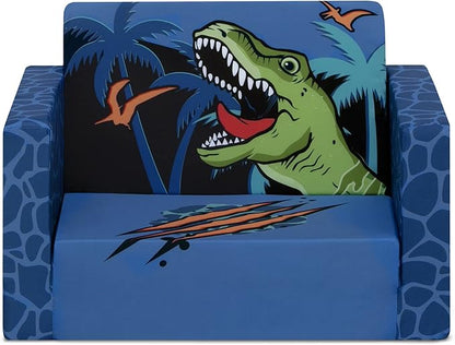 Delta Children Dinosaur Cozee Flip-Out Chair For Relaxing- 2-in-1 Convertible Lightweight,Portable Chair to Lounger for Toddlers & Kids