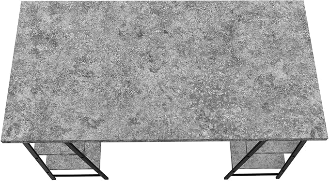 Monarch Specialties 7526 Computer Desk, Home Office, Laptop, Storage Shelves, 48" L, Work, Metal, Laminate, Black, Contemporary, Modern Desk-48 L Grey Stone-Look, 47.25" L x 23.75" W x 30" H