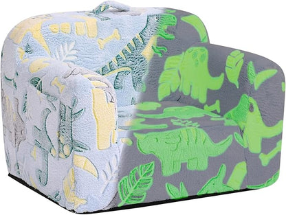 Tiita Kids Sofa, Children Couch with Carrying Handle & Side Pockets, Kids Foam Chair, Toddler Armrest Chair, Lightweight Children Sofa Chair, Kids Read Sofa for Girl or Boy (Grey Dinosaur)