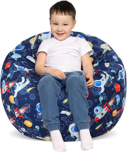 Bean Bag Chair for Kids Stuffed Animal Storage Beanbag Chairs,Toddler Toy Storage Organizer for Girls and Boys,Large 32'' Cover Only（No Filling)