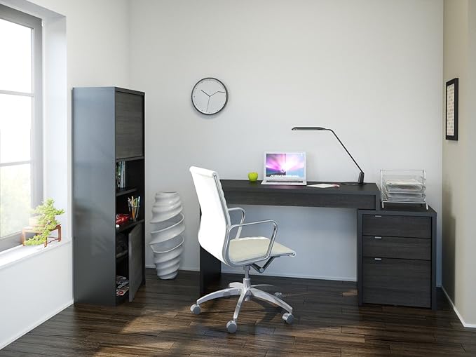 Nexera 211306 Reversible Desk Panel for Home Office, Black & Ebony