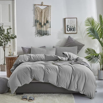 Silver Comforter Queen Light Gray Bedding Set 3 Pieces Comforter Set 1 Queen Comforter (90x90 inches) with 2 Pillowcases (20x26 inches)