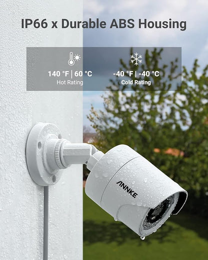 ANNKE 8CH 3K Lite Wired Security Camera System, H.265+ DVR with AI Human/Vehicle Detection, 4X 1080p CCTV Bullet Cams, 100ft Night Vision, Easy Remote Access, Motion Alert, No Hard Drive Disk