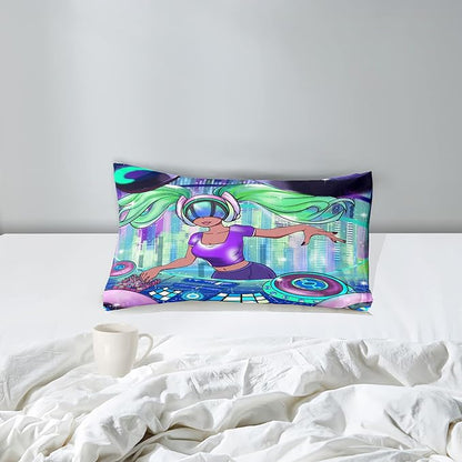 Black Girl Comforter Sets for Girls Twin Comforter Set for Girls Teen Comforter Sets for Girls Adults Twin Pretty African American DJ Girl Pattern Twin Bedding Comforter Set with 1 Pillowcase