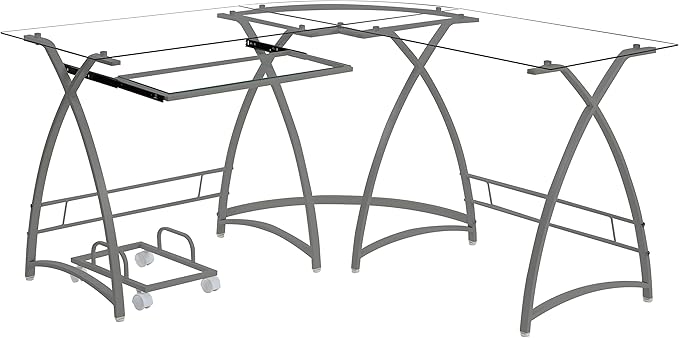 NicBex Laik-DW-00062-DX Desks, 51" W x 51" D x 28" H, Silver