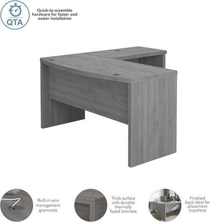 Bush Business Furniture Echo L Shape Desk with Wire Management | Corner Bow Front Table for Home Office with Quick-to-Assemble Hardware, 60W, Modern Gray