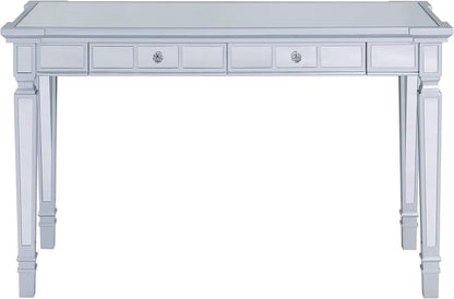 SEI Furniture Glenview Glam Mirrored Writing Desk w/ Drawers, Matte Silver