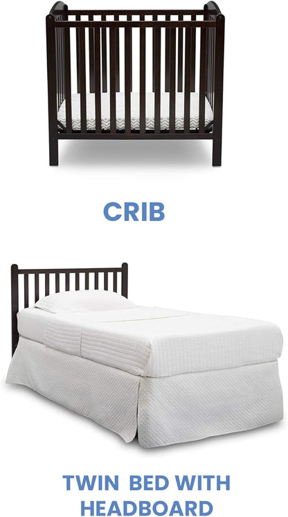 Delta Children Emery Mini Convertible Baby Crib with 2.75-inch Mattress, Dark Chocolate