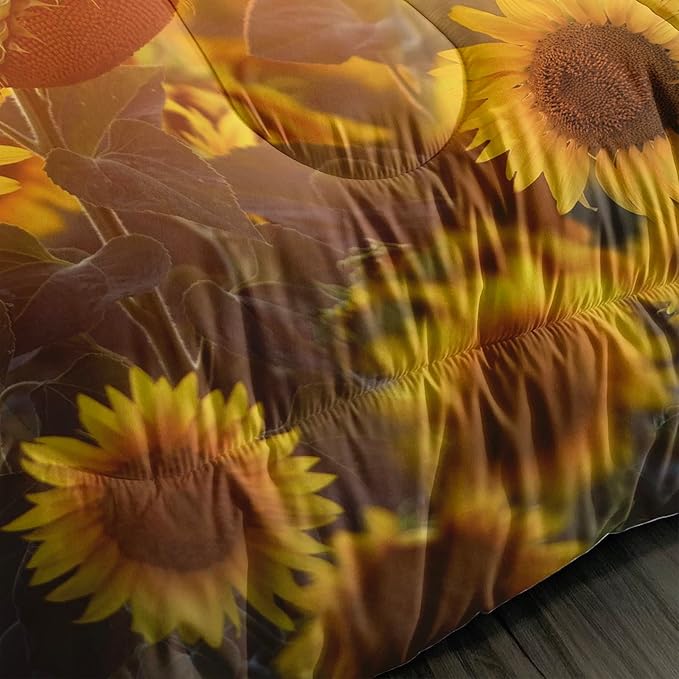 Horse Comforter King Size,Sunflower Horse Comforter Set for Kids Teens Girls Boys,3Pcs Bedding Set Printed Comforter with 2 Pillowcases,Soft and Lightweight，King Size