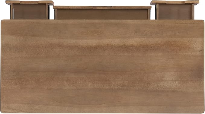 Linon Natural Dutton Wood and Rattan Desk