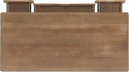Linon Natural Dutton Wood and Rattan Desk