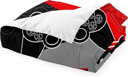 Gaming Bedding Sets for Boys Bedroom Fluffy Video Gamer Comforter Set Twin Size Black Red Game Controller Beddings for Kids Teens 1 Comforter and 1 Pillowcase