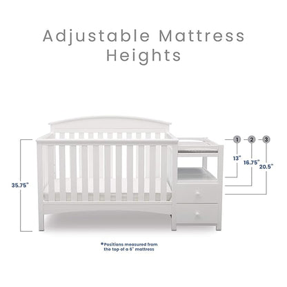 Delta Children Abby Convertible Crib 'N' Changer + Changing Pad and Cover [Bundle], Bianca